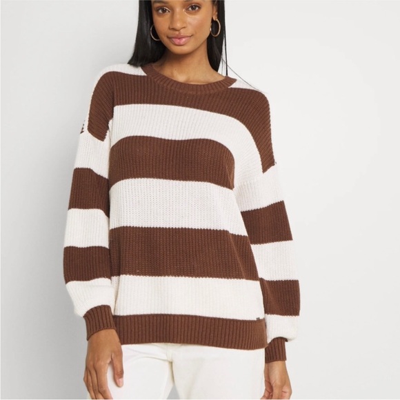 Hollister Brown and White Striped Sweater - Picture 1 of 4